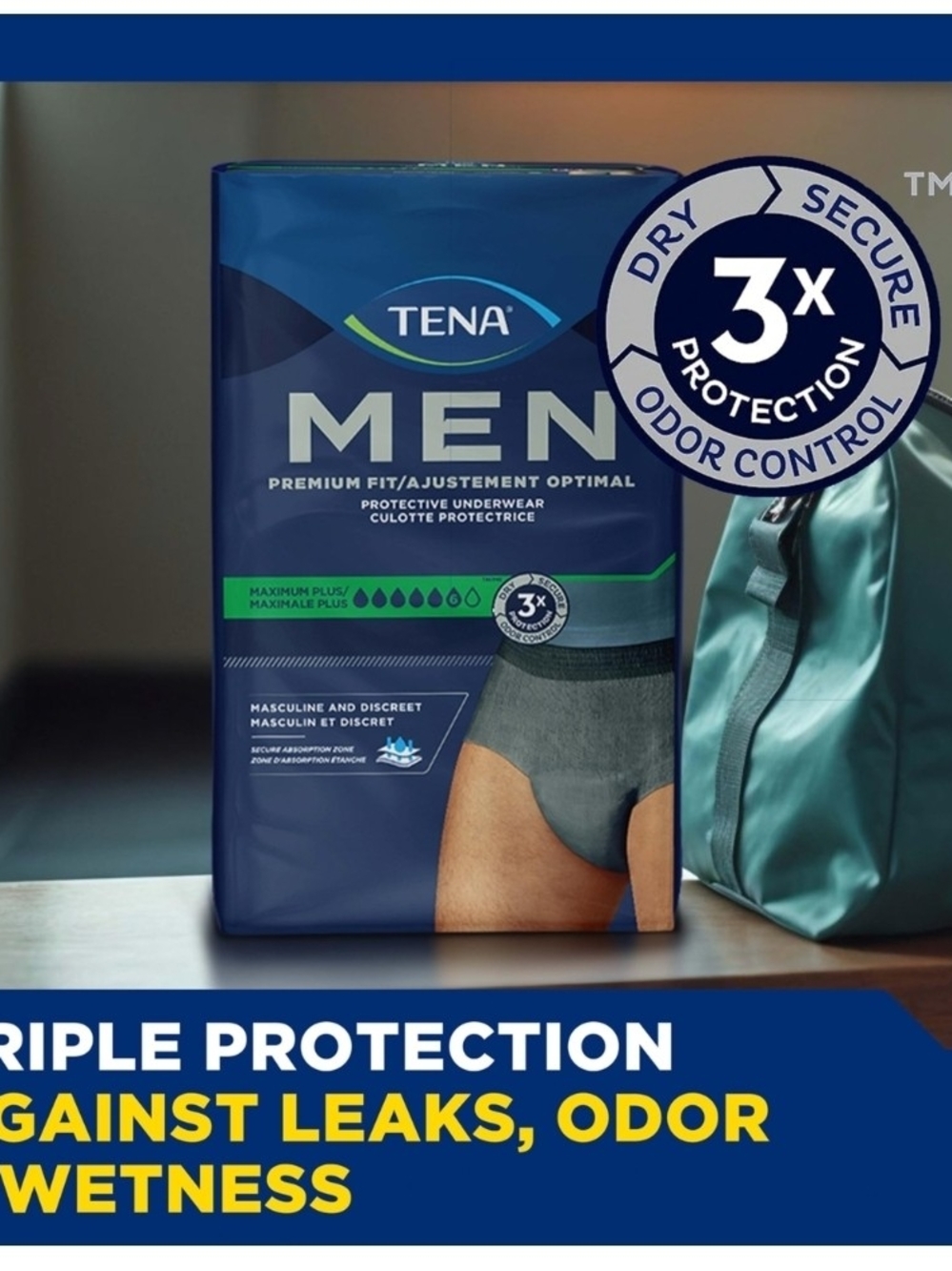 Tena Incontinence/Bladder Control Underwear for Men, Protective, S/M 16 Count